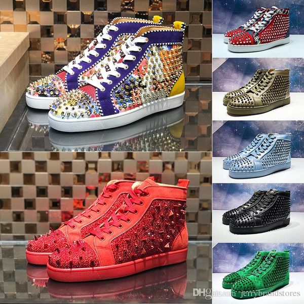 

2019 de igner luxury men red bottom hoe high tudded pike orlato men 039 flat women men ca ual red ole de igner neaker boot