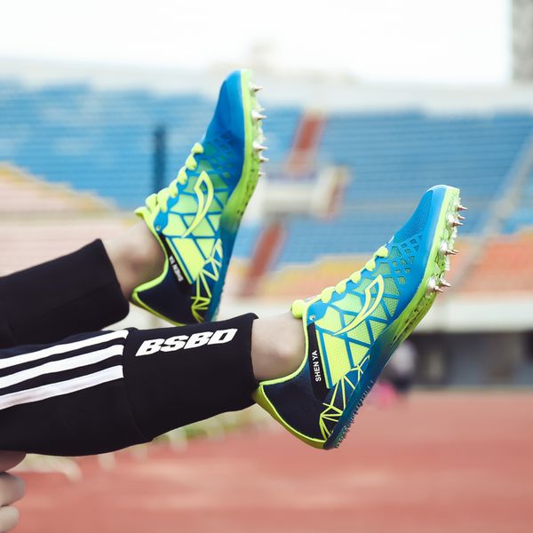 Meninos meninas crianças rastrear e campos de campo shopes profissionais picos pregos sapatos de corrida respirável atlético tênis tênis treinadores esportivos