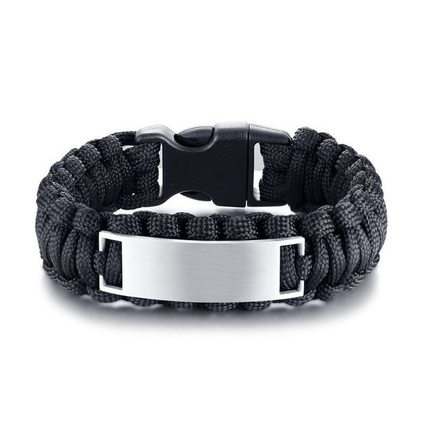 

charm bracelets yo outdoor sports black brown rope men's and women's stainless steel bent card woven bracelet personalized jewelry, Golden;silver