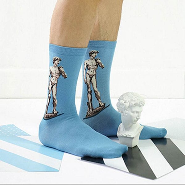 

cotton socks women men painting arts printed tube hosiery foot wear, Black
