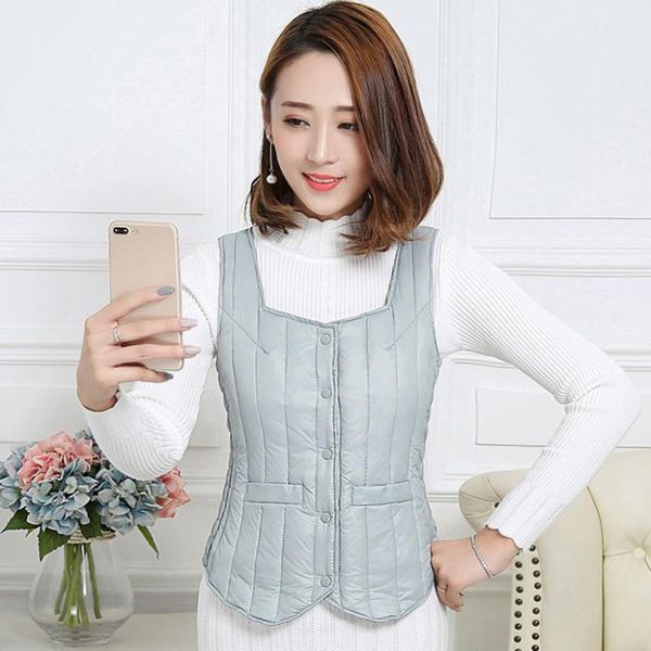 

down vest women's autumn and winter new style light warm vest wear short waistcoat korean-style slim fit down jacket inner weari, Black;white