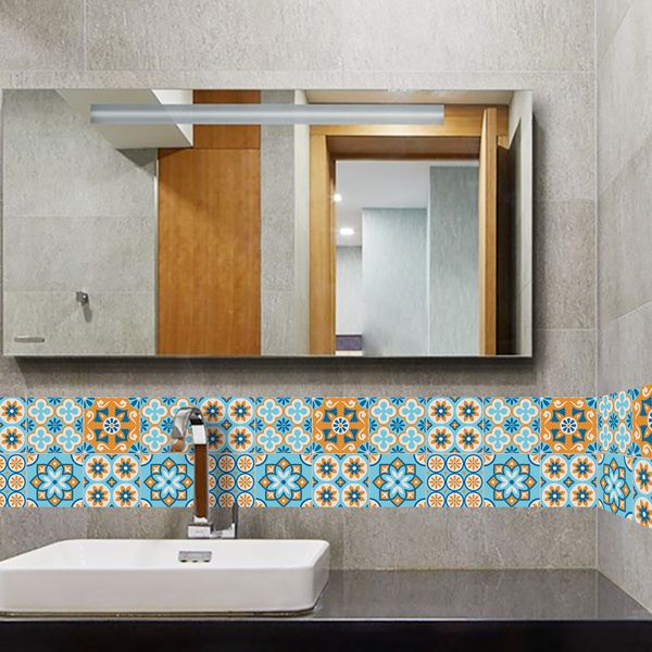 Blue Orange telha textura subsídios europeus Um Sala Cozinha WC fundo Parquet Cristal Wall Stickers Sj027