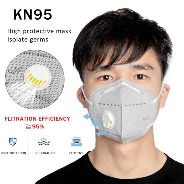 

10pc kn95 face mask dustproof windproof respirator valve pm 2.5 respirator mask with breath valve anti-pollution face mouth mask