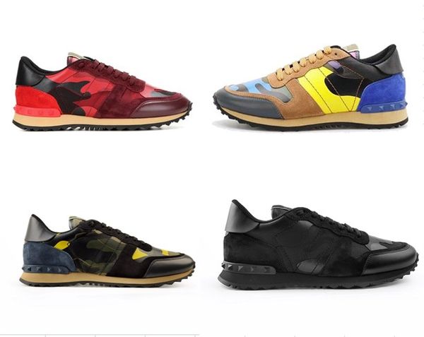 

35-46 men flat shoes lover star studded sneakers camouflage shoes men women camo star rock studded runner rivet race casual shoes, Black