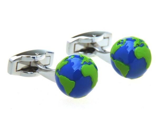 

5pairs/lot enamel globe cufflinks blue planet globe earth cuff links cuff button men's jewelry accessory, Silver;golden