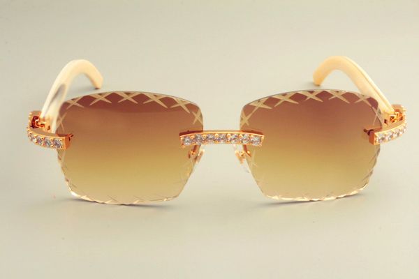 

sunshade new transport engraving lens sunglasses,fashion legs large diamond white natural mirror,pure horns mirror glasses 8300177 ufor, White;black