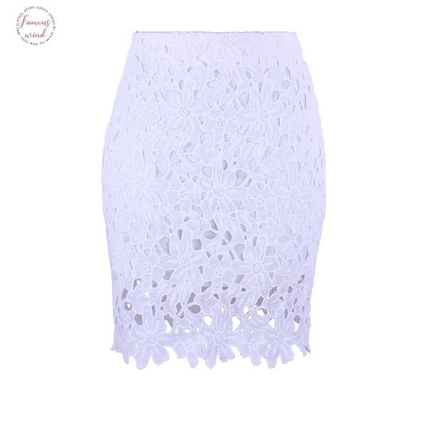 

white high waist summer bodycon slim female pencil skirt lace solid hollowed out office work wear new women skirt, Black