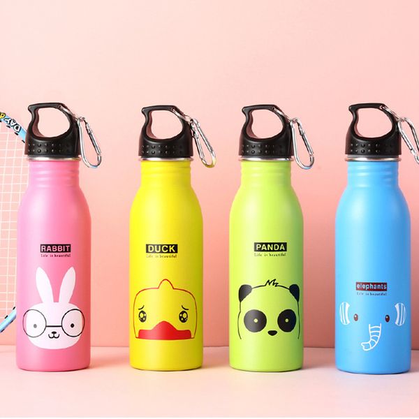 

500ml portable travel water bottle drinking stainless steel outdoor sports 500ml bottles animals pattern camping cold kettle