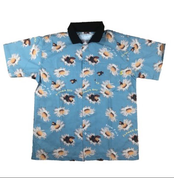 

new men golf sunflower bee le fleur tyler the creator cotton casual shirts shirt pocket short-sleeves #ab5, White;black