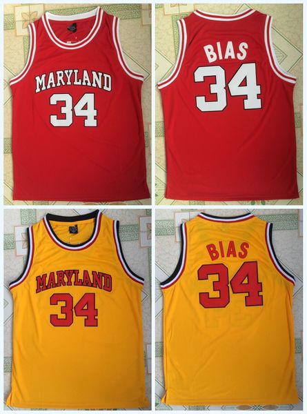 

College 34 LEN BIAS Jersey Men Basketball University 1985 Maryland Terps 100% Stitched College Basketball Jerseys S-3XL Fast Shipping
