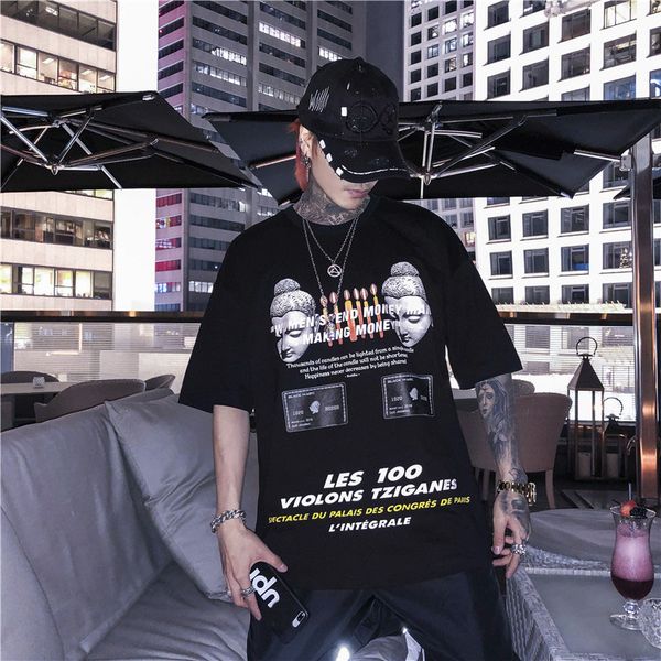 

2019 men cotton t-shirt hip hop t shirts harajuku japanese tshirt streetwear summer tees, White;black