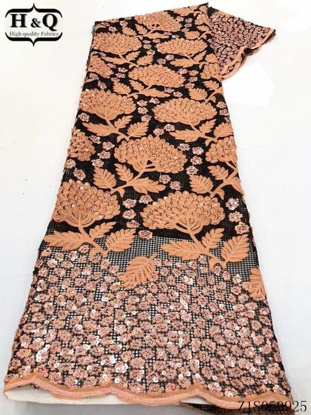 

h&q african lace fabric with orange sequins embroidery coarse mesh fabrics design 5 yards/pcs french net laces for party dresses, Pink;blue