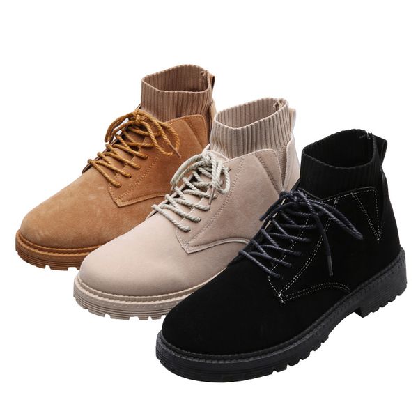 

men snow boots winter plush warm men motorcycle boots lace-up non-slip male ankle waterproof autumn man work shoes nanx91, Black