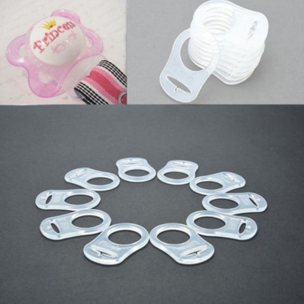 

lot 10 pcs clear silicone button mam ring dummy / pacifier holder clip adapter