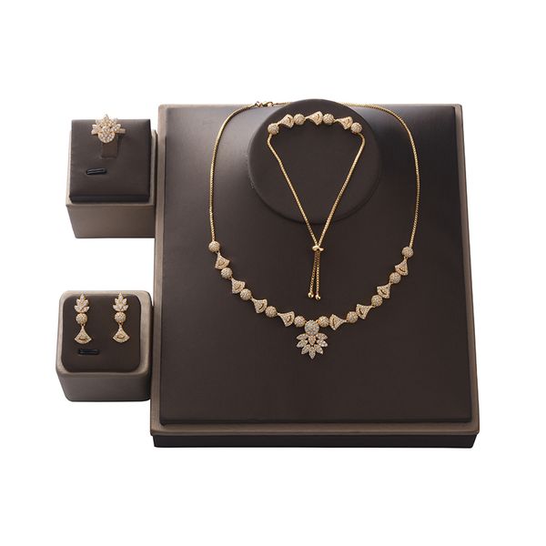 

choker jewelry set hadiyana flower shape women wedding party necklace earrings ring and bracelet set zircon cny0088 bisuteria, Silver