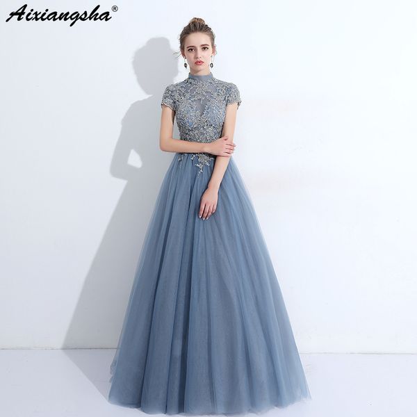

синий красный пром платья 2018 high-образным вырезом длиной до пола a-line long prom dress elegant plus размер свадебные да cerimonia донна, White;black