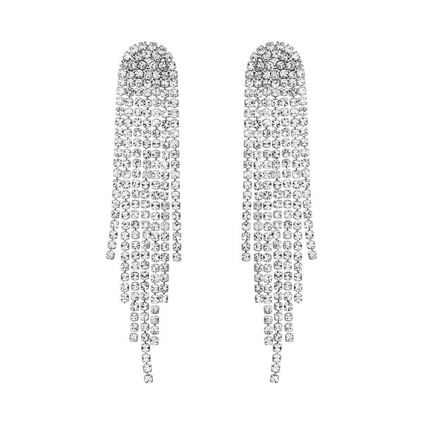 

1 pair fashion women stylish silver color star streamlined tassel long crystal earrings women girl jewelry pendante femme, Golden;silver