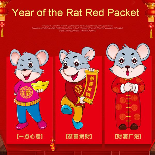 

6pcs 2020 chinese new year paper red packet red envelope lucky money bag k888