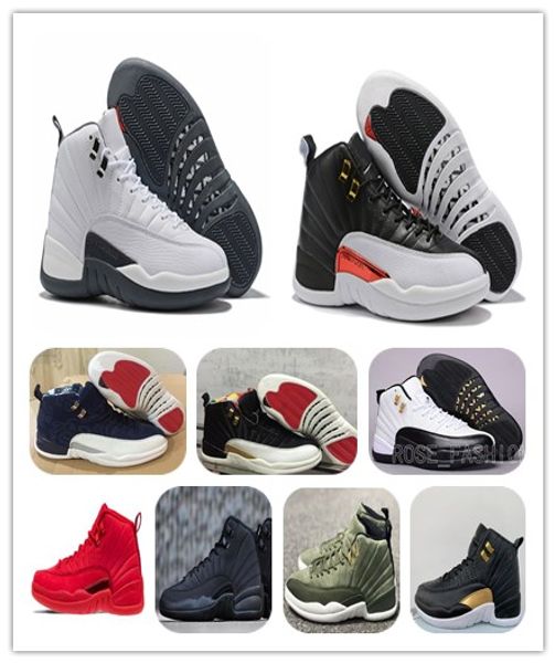 

with box 12 reverse taxi basketball shoes 12s cny white grey gym red midnight black xii flu game sports sneakers ment