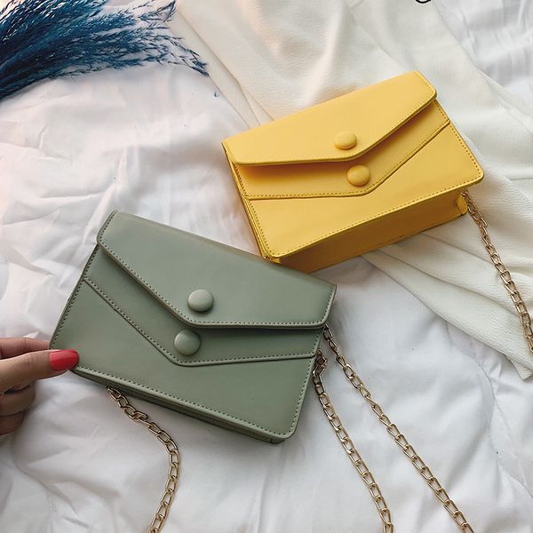 

western style bag women's 2020 new style korean-style simple buttons flap sling bag ins fashion textured chain shoulder