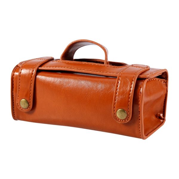 

brown leather men's shaving brush razor toiletry bag waterproof portable pouch shaving bag durable tools storage