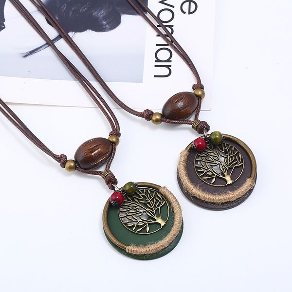 

new jewelry european and american vintage sweater chain creative long wooden bead necklace, Silver