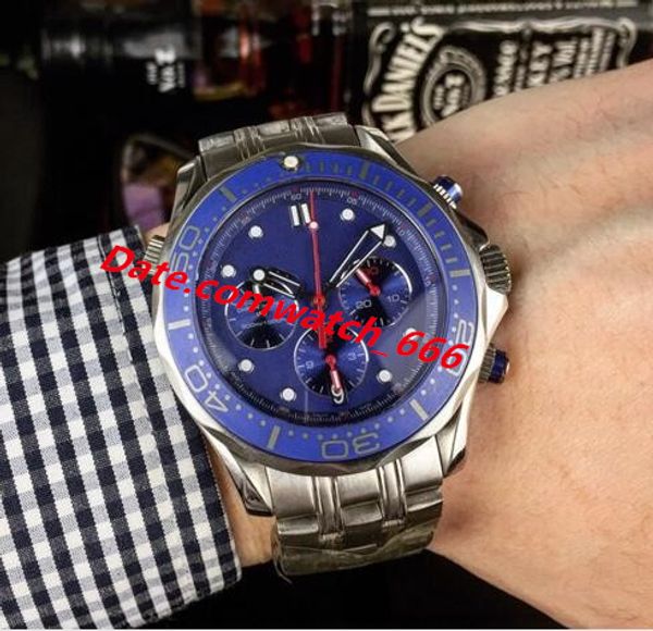 

4 стиль швейцарские часы se @ мастер хронограф 212.30.44.52.03.001 синий циферблат 40mm кварца мужская мода мужские часы, Slivery;brown