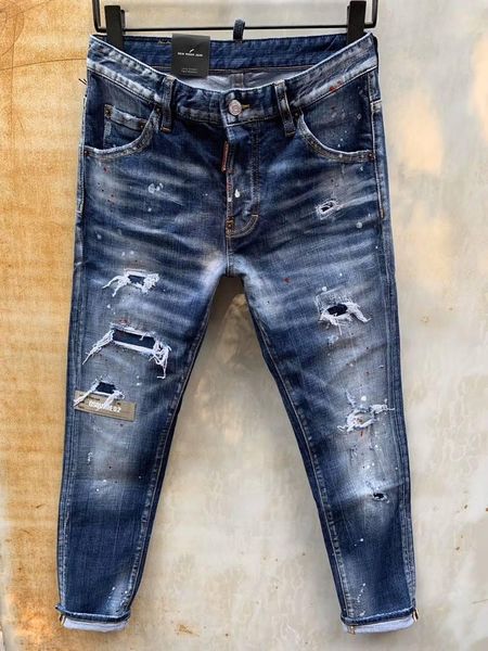

2020 fashion brand design summer men's denim skinny coolguy jean embroidery pants holes jeans button mens long pants 965-2, Blue