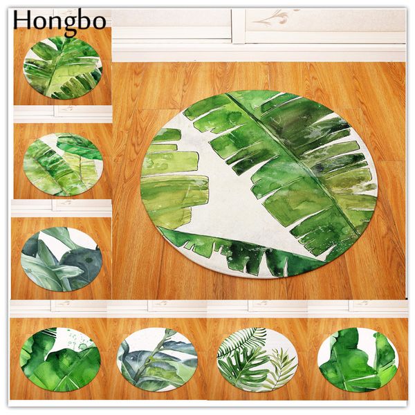 

hongbo banana leaves print custom round doormat non-slip rug pad carpet kids room home decor floor mat water absorption mat