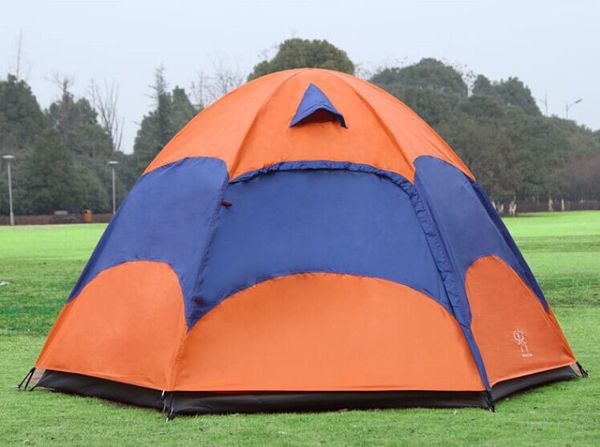 

outdoor waterproof portable 5-8 person 2 layer 1 door anti-sun anti-insect windproof large space shade 6side camping hiking tent