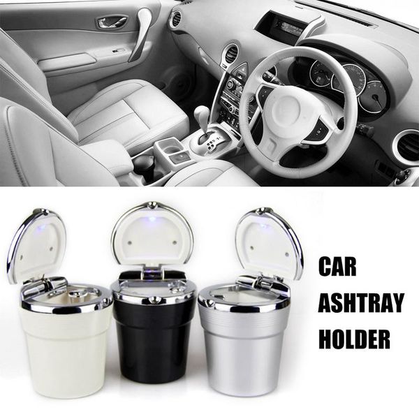 

car cigarette ashtray with blue led light indicator portable bling smokeless cylinder cup holder for universal vehicles