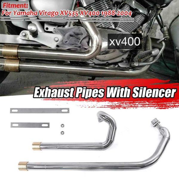 

motorcycle muffler exhaust pipes system+ silencers for yamaha virago xv535 xv 535 virago xv400 xv 400 1988-2004 stainless