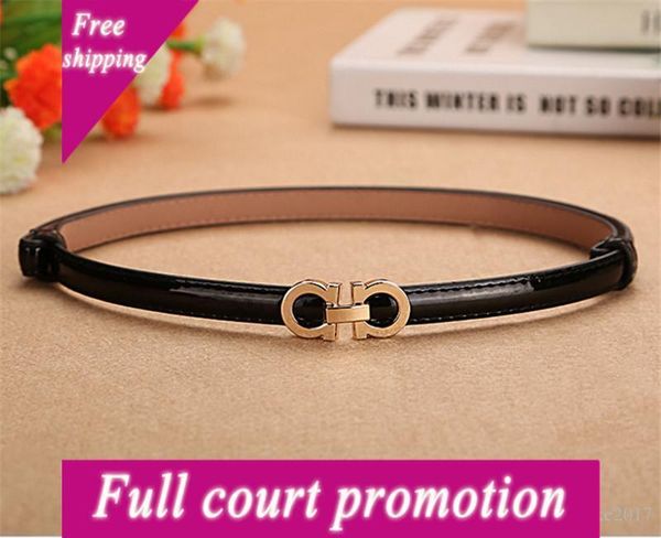 

new famous high qualtiy pu leather belt for women golden smooth buckle women brand designer belts 8 color chose a0125, Black;brown