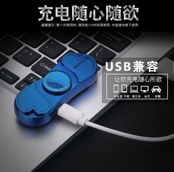 

colorful luminous metal fidget spiner hand spinner spinners stress usb charging lighters fingertip gyro toys gift e
