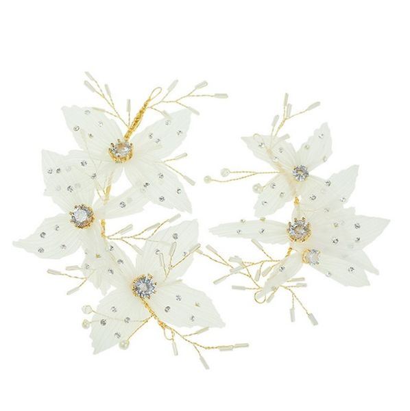 

2 шт. женщины дамы белый цветок прическа невесты свадьба пром партии жемчужные украшения ручной работы аксессуары для волос свадебные украше, Golden;white