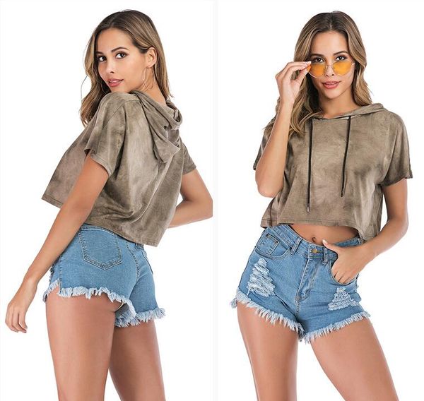 

2019 autumn women's loose style hoodies with long sleeve casual short gradient pullover o-neck string ladies' shirt, Black