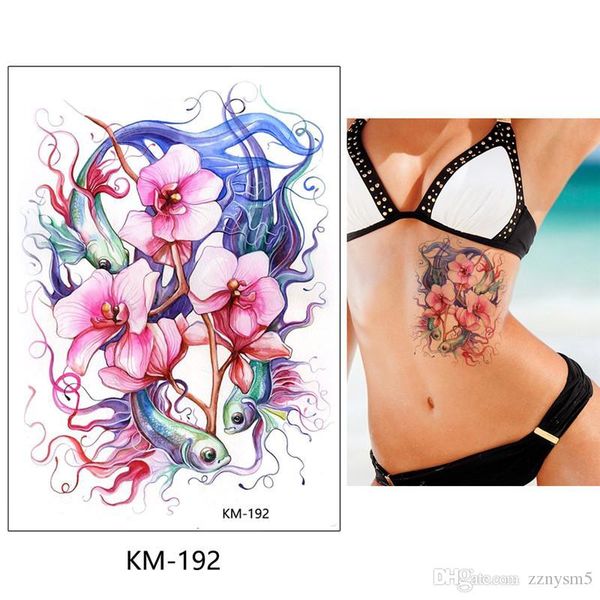 Acheter Bikini Autocollants De Tatouage Grande Fleur épaule Bras Sternum Tatouage Corps Dos Peinture Ruby Collier été Filles Bikini Décoration De