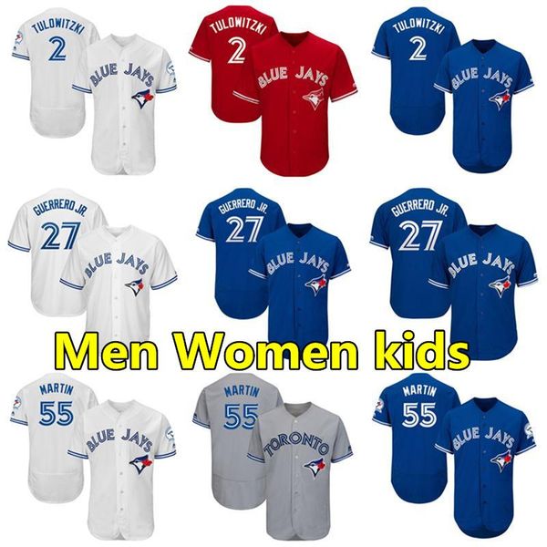 

toronto mens & women & youth kids knit jersey 27 vladimir guerrero jr. 55 russell martin throwback baseball jerseys, Black
