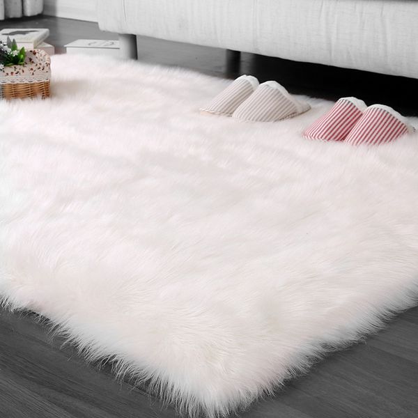

cilected rectangle white/gray luxury faux fur carpets for living room soft long plush seat pad sofa bedroom custom carpet