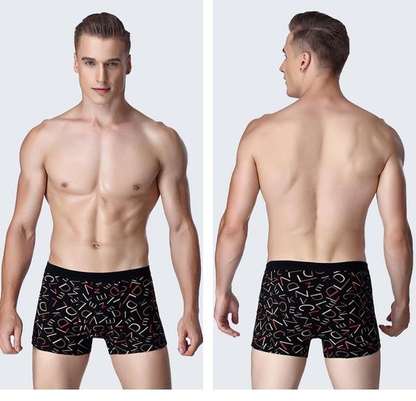 

boxers cotton stretch mens underpants size xl xxxxl floral printed breathable mens underwear middle waist high quality, Black;white