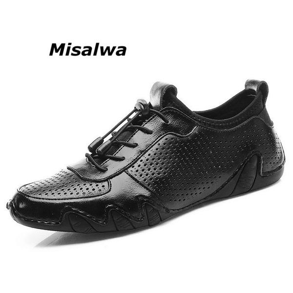 

misalwa summer newly mens loafers shoes luxury hand stitch hollow driving sneakers homens male lightweight leisure footwear, Black