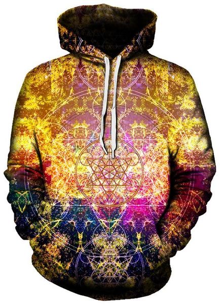 

2018 3d printed pineal metatron hoodies harajuku oversized hip hop men sweatshirt, Black