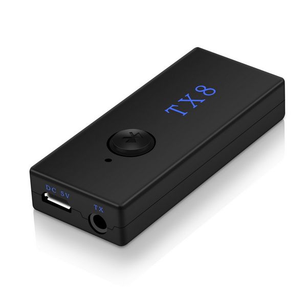 

tx8 wireless bluetooth transmitter receiver adapter stereo audio music adapter 3.5mm audio 2 in 1 for tv headphone pc