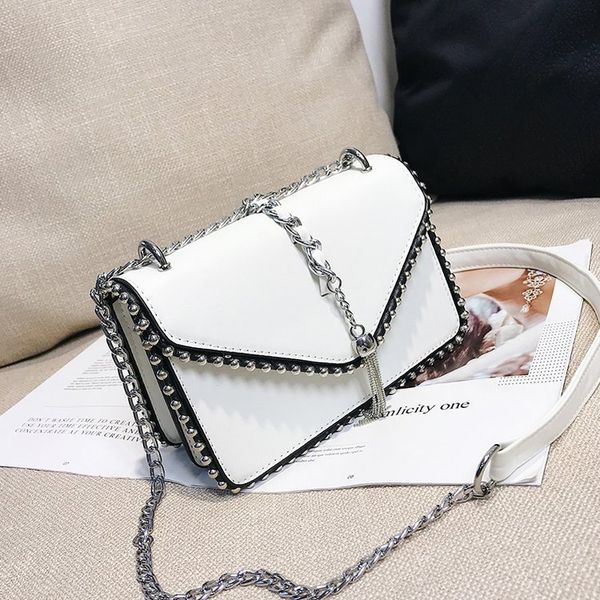

high-quality handbags women 2020 new rivet shoulder bag chain fashion oblique small square bag