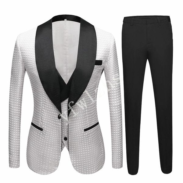 

new arrival one button groomsmen shawl lapel groom tuxedos men suits wedding/prom man blazer ( jacket+pants+vest+tie) b72, White;black