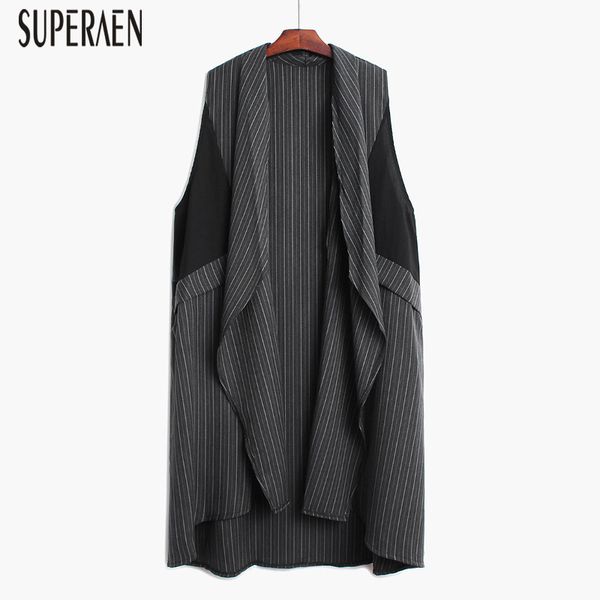 

superaen fashion striped sleeveless vest coat women korean style wild women vests autumn new 2019 casual clothing, Black;white