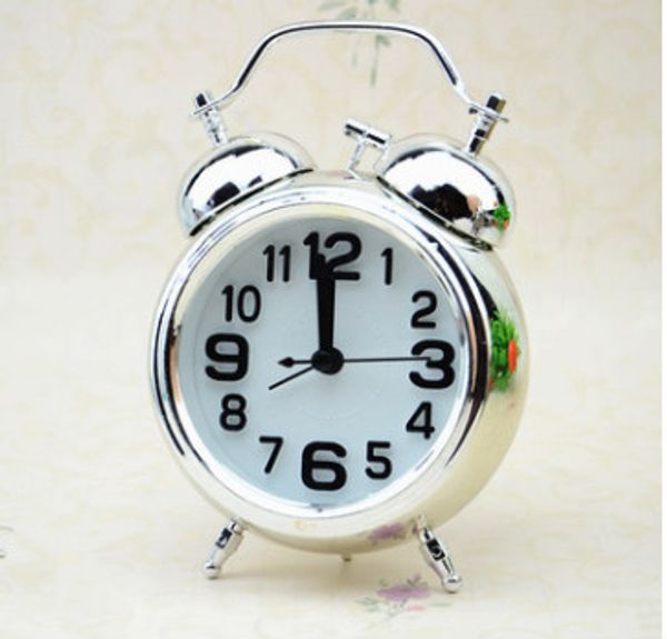 

alarm clock vintage retro silent pointer clocks round number dual bell loud alarm clock bedside night light home decors