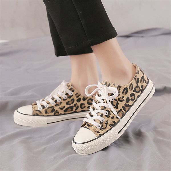 

brand women casual shoes women sneakers 2019 fashion lace up female shoes spring autumn comfotable for leopard print, Black