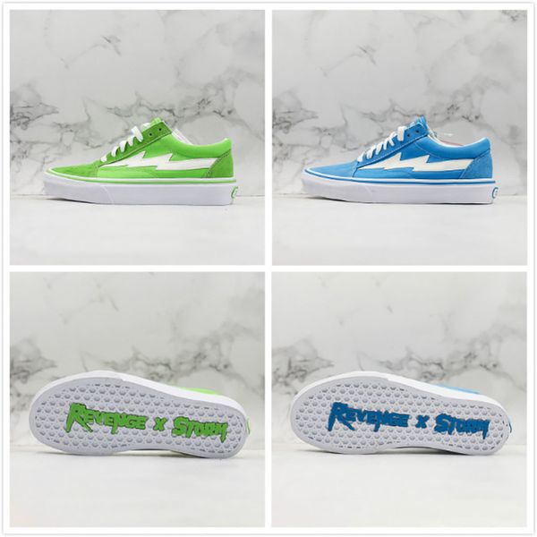 

Hot Revenge X Storm Old Skool Designer Casual Shoe Blue Green Canvas Street Trending Fashion Mens Classic Leisure Shoes