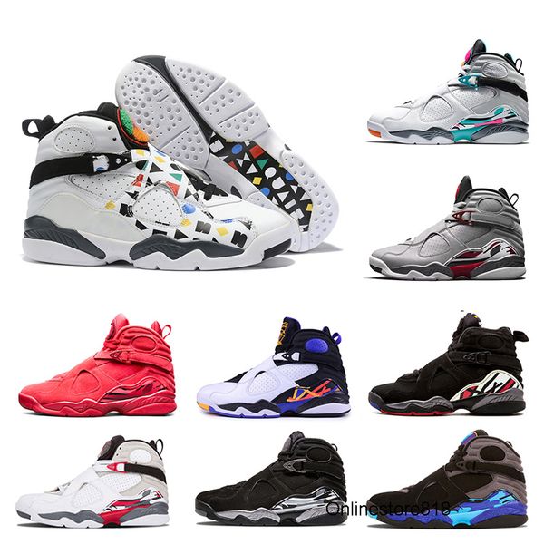 

2020 quai 54 south beach white aqua raid red 8 vii 8s mens basketball shoes valentine's day chrome countdown pack men sports sneakers